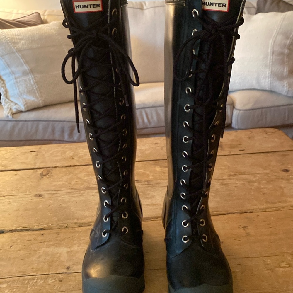 Fantastic Hunter Black Rain Boots with Laces. Timely and Timeless.